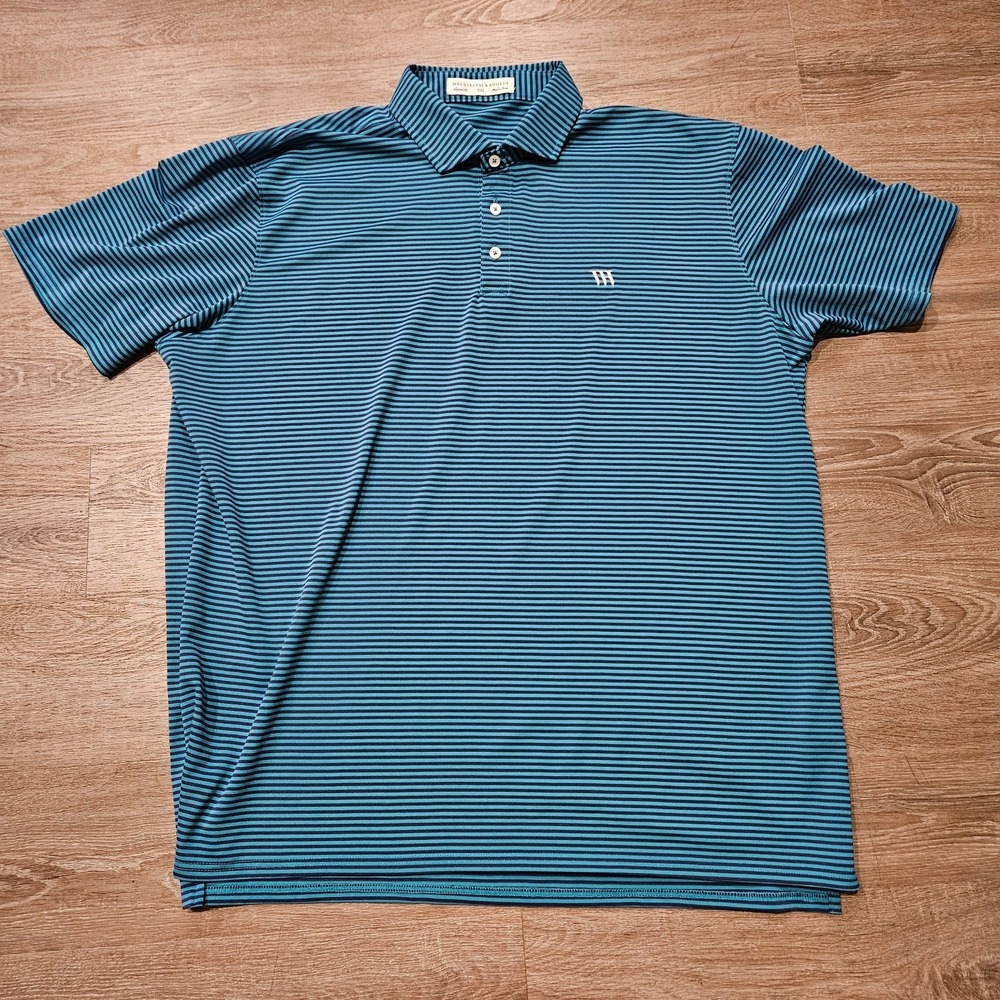 Holderness & Bourne Striped Golf Polo Shirt Mens XXL Blue Tailored Fit